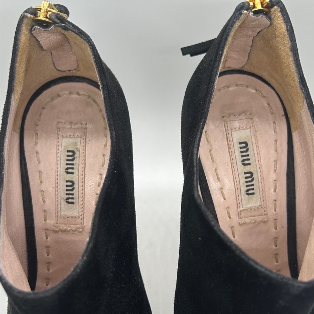 Miu Miu Sexy Black Suede Stiletto Heel Ankle Boots Shoes **Size 37.5/US 7.5** 🔥🔥 - Picture 9 of 13